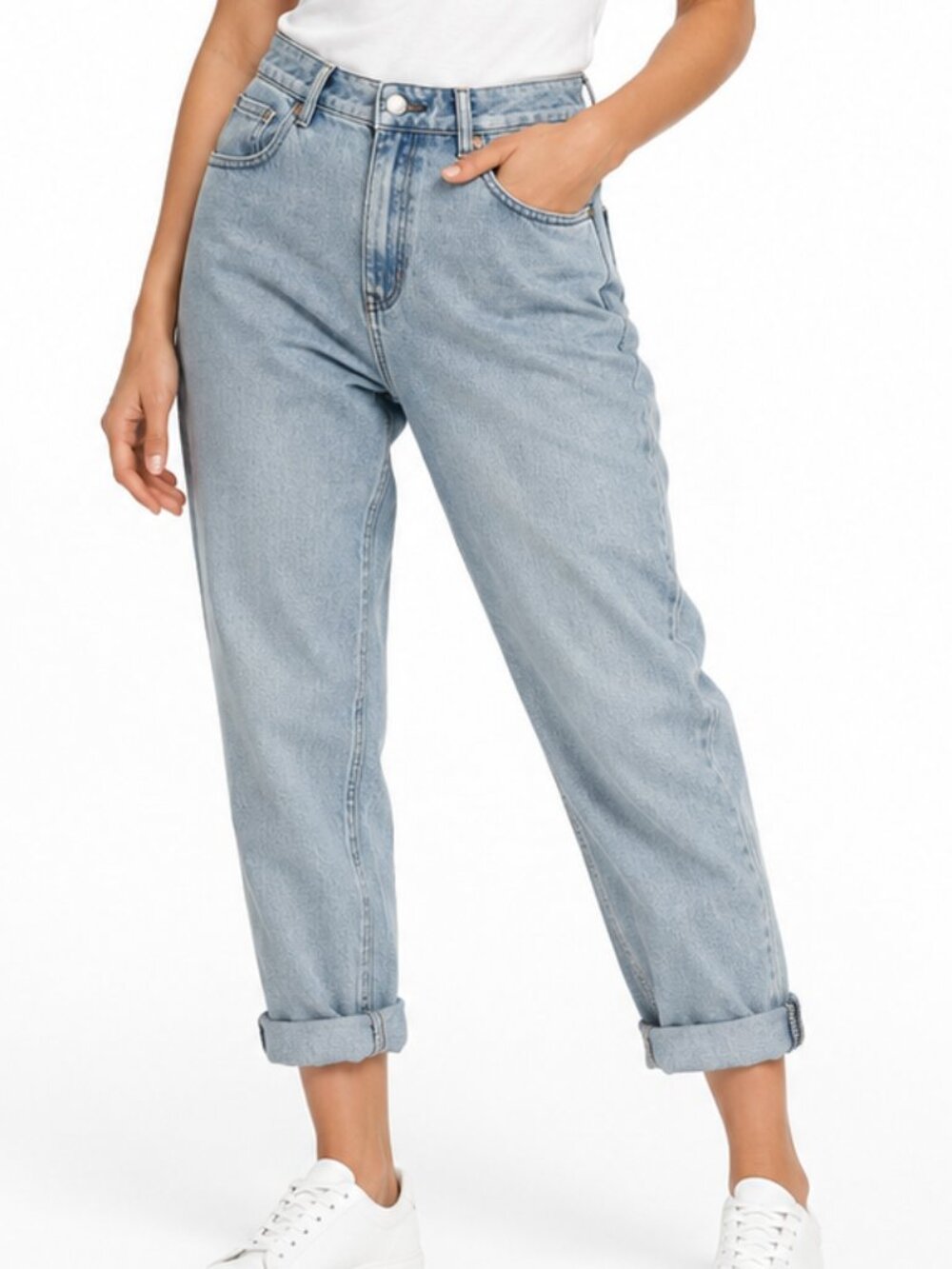 NEW Kendall Kylie Retro Mom Jeans Size 27 High Rise Blue Denim Cuffed Pockets